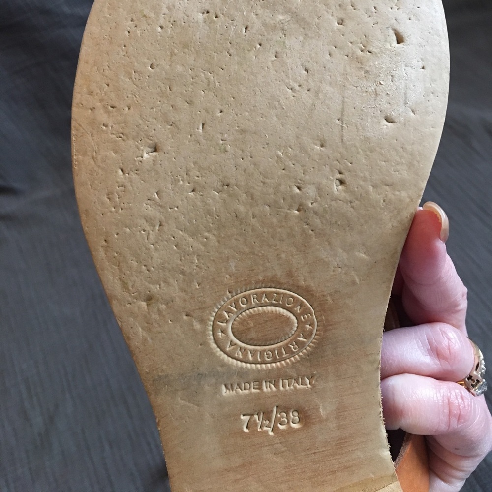 Women's Tan Leather Sandals - Picture 8 of 9
